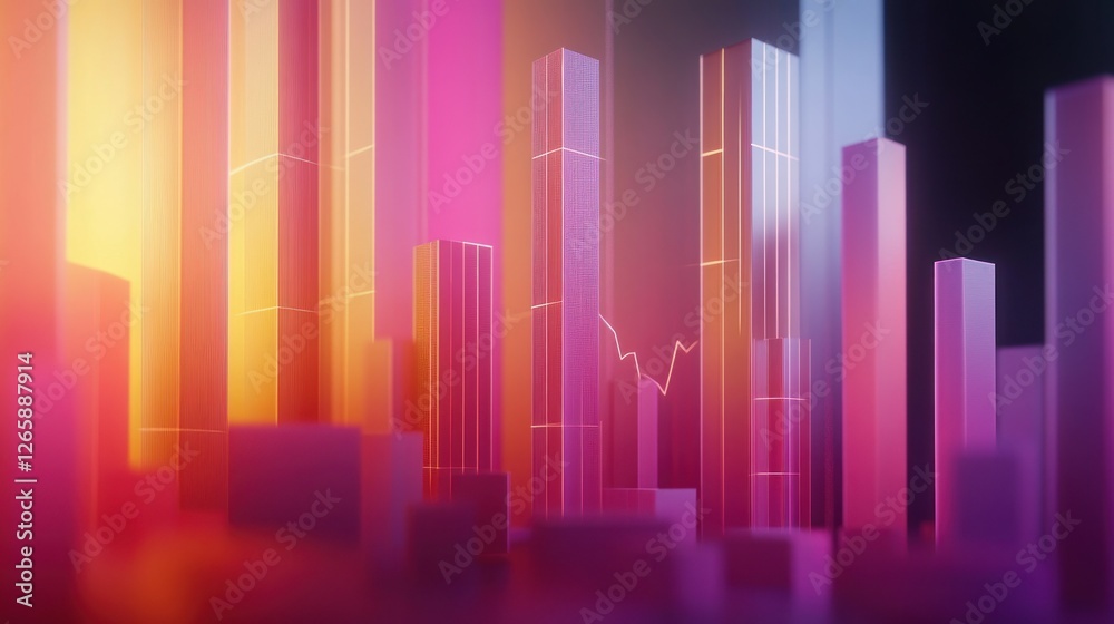 Abstract Financial Graph Background with Colorful Columns and Line Chart Abstract Financial Graph Background with Colorful Columns and Line Chart