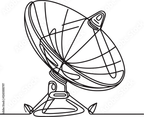 Minimalist Satellite Dish Line Art | Vector Illustration