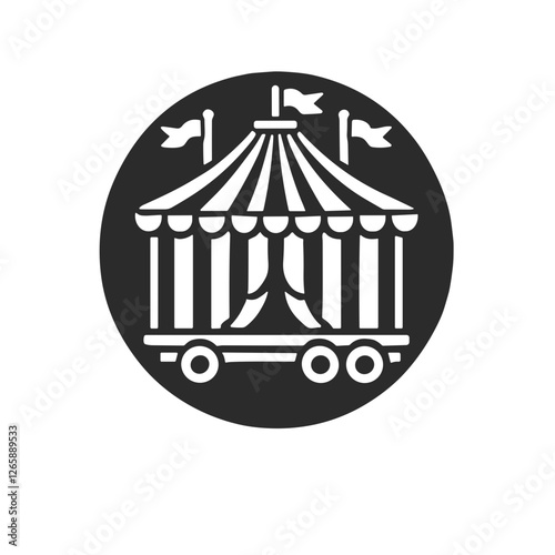 Circus tent icon for entertainment, event designs, and travel or theme park brochures, websites, cliparts.