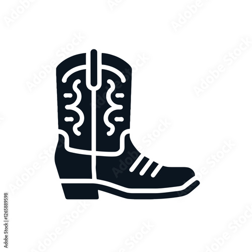Cowboy boot icon for western style, fashion, design, and branding.