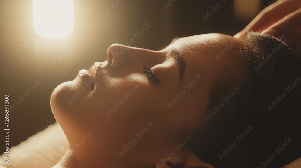 Obraz premium Woman enjoying a relaxing spa massage, embodying tranquility and self-care.