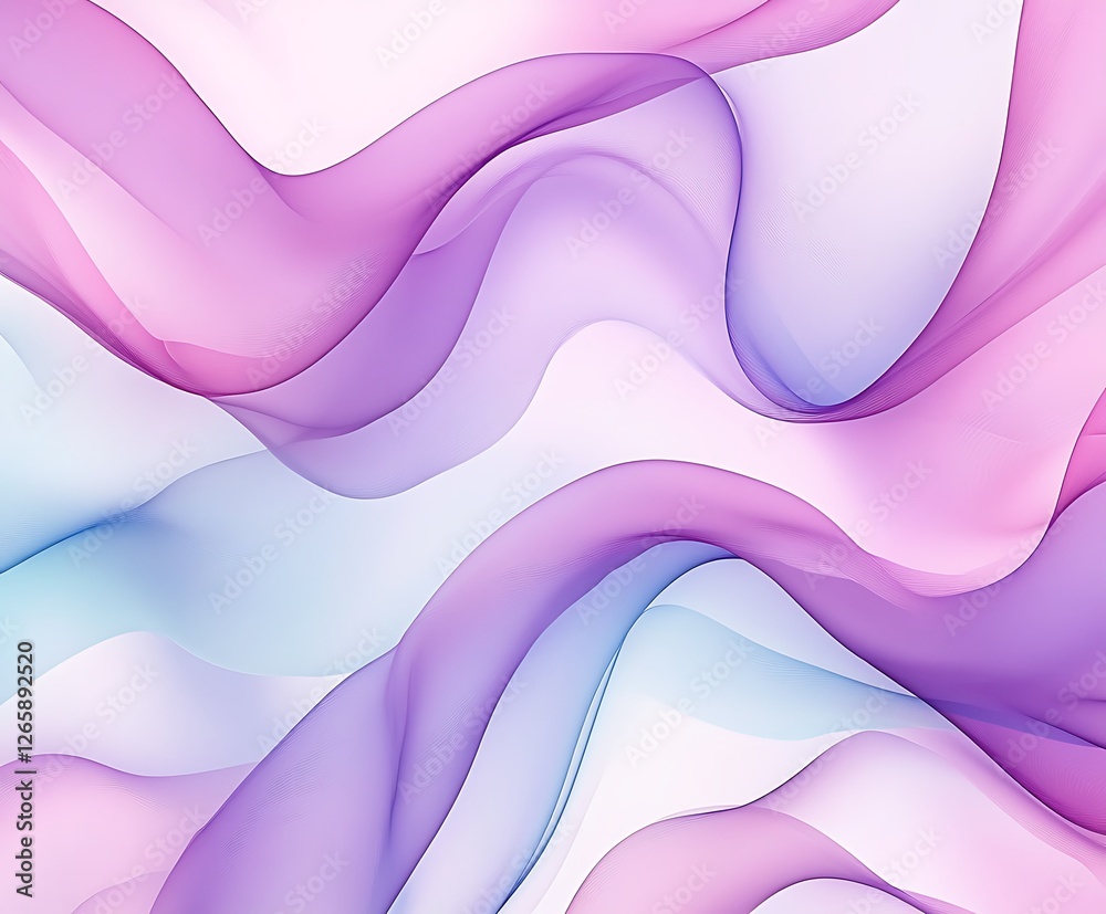Fototapeta premium Soft Pastel Waves of Lavender and Pink Fabric Create a Dreamy Atmosphere 