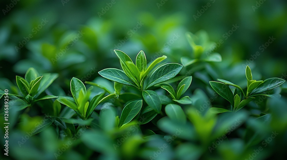 Obraz premium Lush green leaves, garden backdrop, spring growth, nature texture, website design