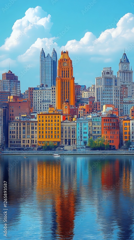 Fototapeta premium City sunset river reflections historic high resolution hd picture
