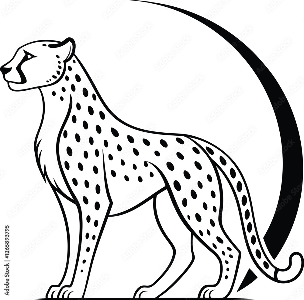 Fototapeta premium Elegant Cheetah Silhouette, Wildlife Art, Black and White Design