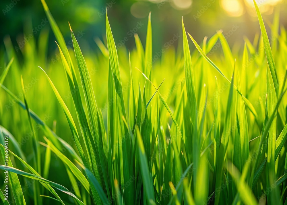 Obraz premium Lush Green Grass Texture: Close-up of Tall Blades with Copy Space