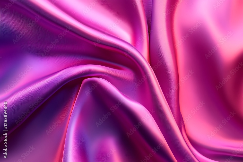 Fototapeta premium Glossy, pink-purple silk satin fabric background with a smooth, wavy texture and bright