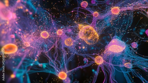 Visualizing machine learning digital abstraction virtual space neon colors futuristic design conceptual art