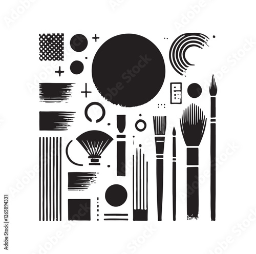 Brush grunge elements silhouette vector illustration
