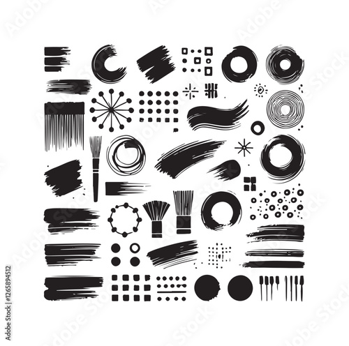 Brush grunge elements silhouette vector illustration
