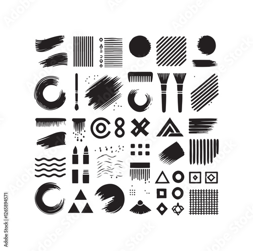 Brush grunge elements silhouette vector illustration
