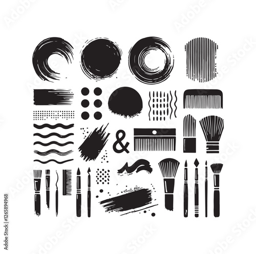 Brush grunge elements silhouette vector illustration
