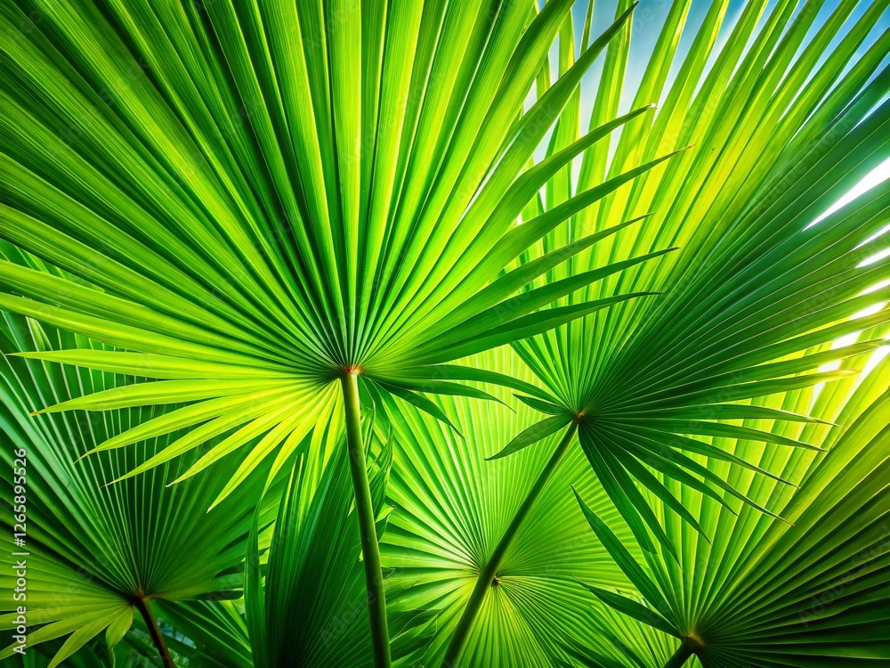 Obraz premium Lush Green Palm Leaf Silhouettes: Macro Photography Set