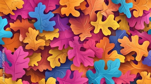 Colorful Autumn Oak Leaves Abstract Background photo