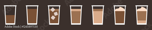 Coffee types icon collection isolated