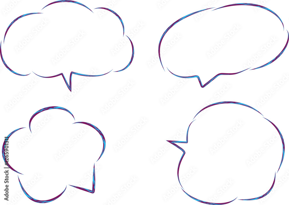 Fototapeta premium light blue bordo colorful pattern decorative dialogue clouds