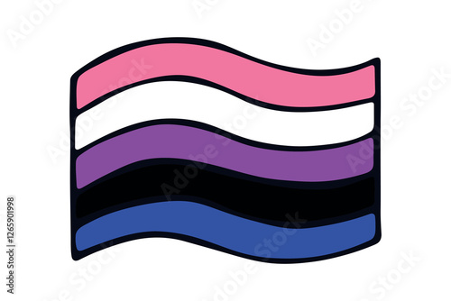 Colorful Gender fluid pride flag Happy pride day LGBTQ community Pride Month Vector hand drawn doodle for posters, stickers, logo, cards