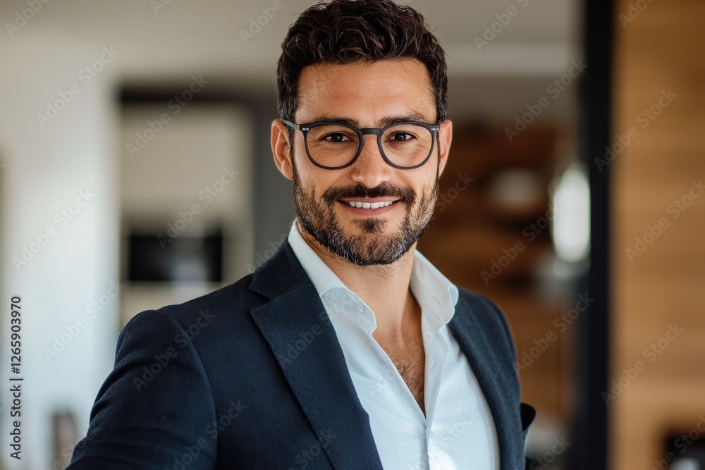 Confident businessman in a modern office. Confident businessman in a modern office.