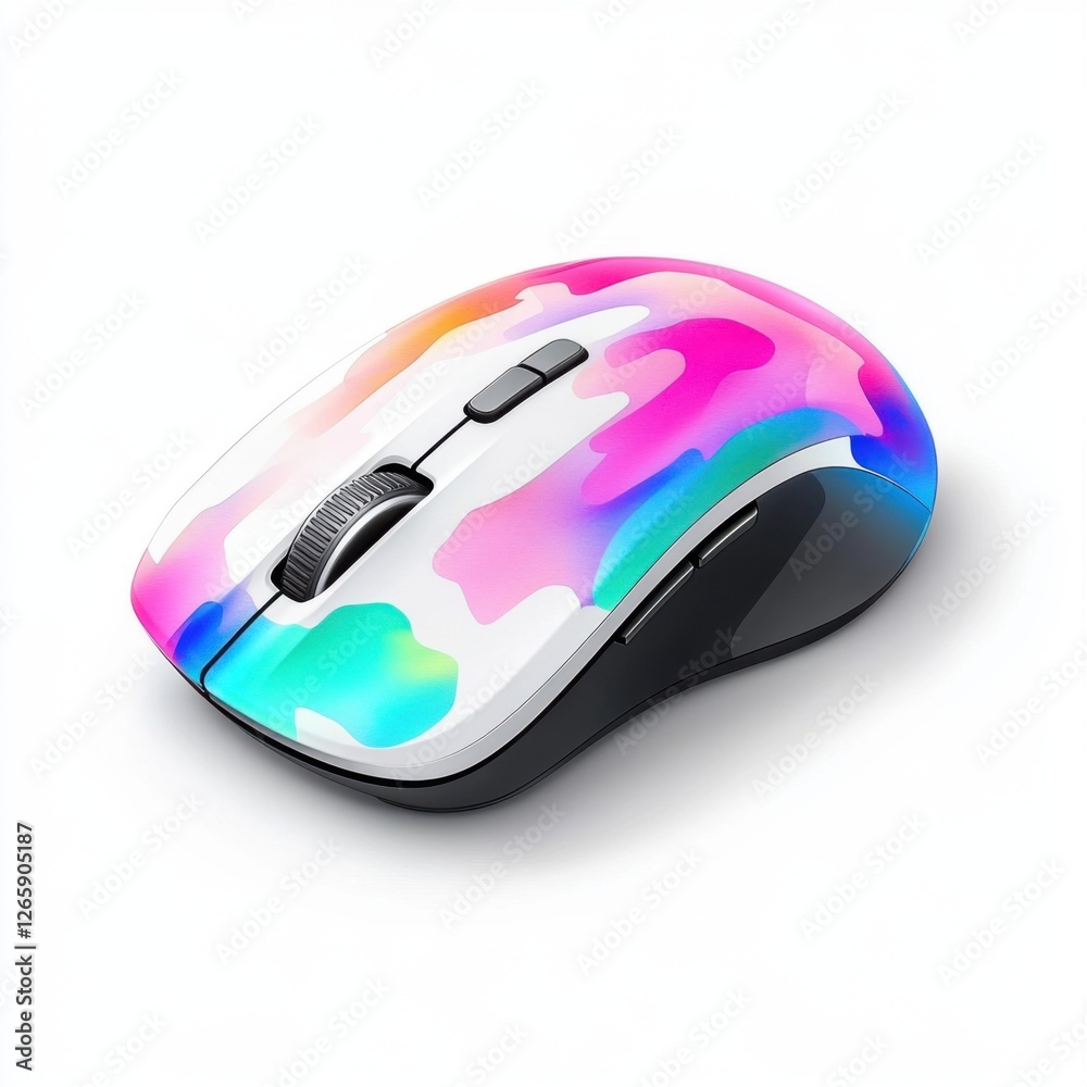Colorful and Artistic Wireless Computer Mouse with Abstract Design and Vibrant Color Palette Colorful and Artistic Wireless Computer Mouse with Abstract Design and Vibrant Color Palette
