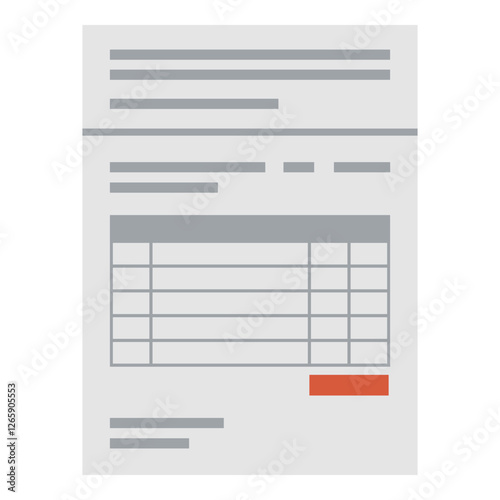 Invoice document with data and table