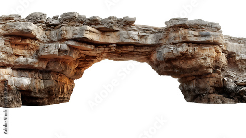 Fototapeta Naklejka Na Ścianę i Meble -  Coastal Rock Arch Ocean View Beach Scene, Natural Landscape with Sea and Cliffs, isolated on transparent background.