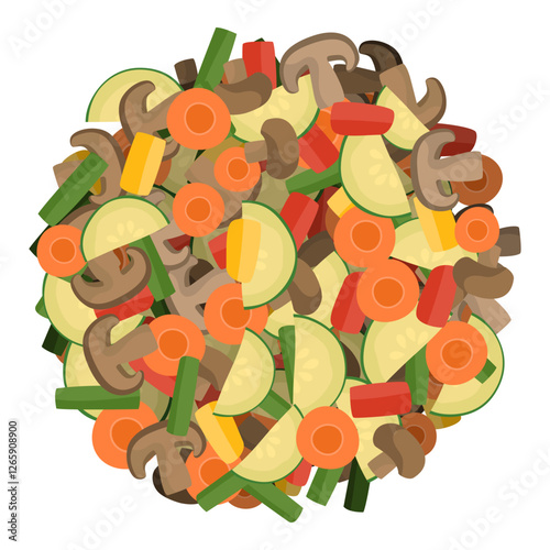 Chopped vegetables arranged in a circle