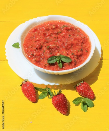 Gazpacho is a classic Spanish tomato soup flavored with mint, garlic, spices, and herbs. A must-try!