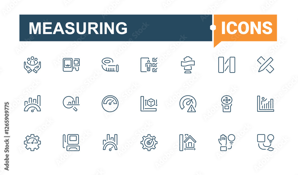 Measuring simple icon. Containing equipment, hour, bell, measure, watch, ruler, health. Web icons. Minimalist editable vector stroke.