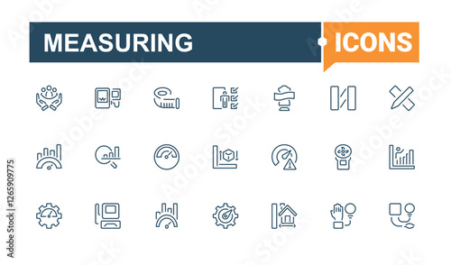 Measuring simple icon. Containing equipment, hour, bell, measure, watch, ruler, health. Web icons. Minimalist editable vector stroke.