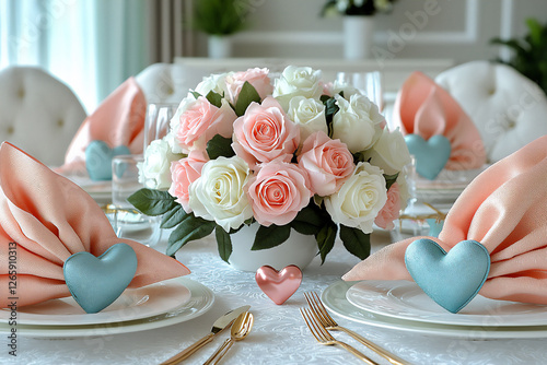  elegant white day dinner setting photo