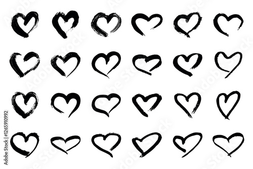 Set of simple hand drawn heart drawing illustration Scribble heart doodle Love clipart