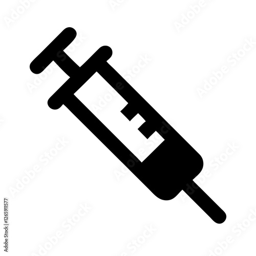 Solid black icon of medical syringe