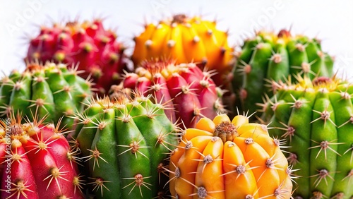 Macro Photography of Fresh Cactus Fruits Isolated on White Background