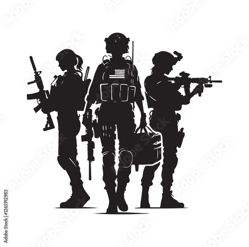 Soldier silhouettes vector illustration