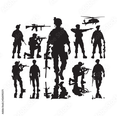 Soldier silhouettes vector illustration