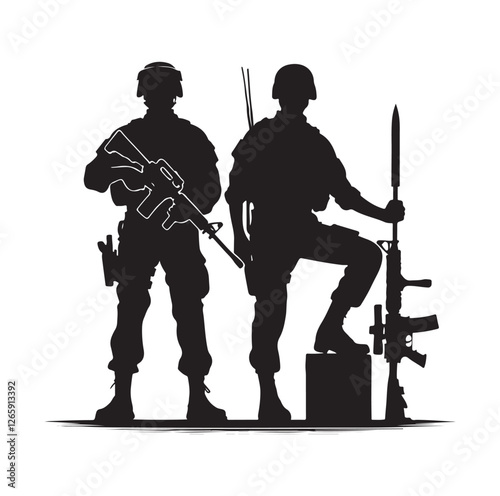 Soldier silhouettes vector illustration