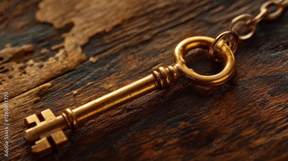 Golden Key To Success. Unlock Opportunity With A Classic Key On Wood. Symbol Of Solutions, Achievement, And Valuable Assets. Golden Key To Success. Unlock Opportunity With A Classic Key On Wood. Symbol Of Solutions, Achievement, And Valuable Assets.