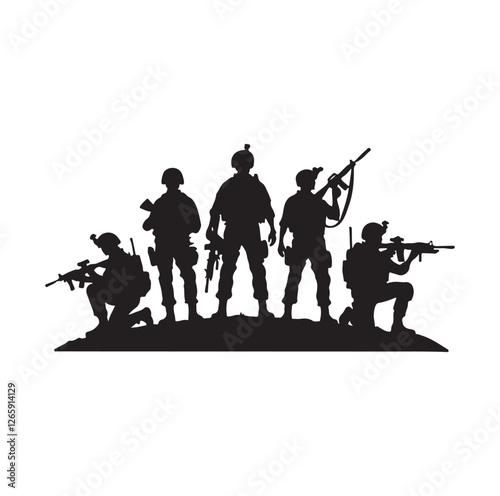 Soldier silhouettes vector illustration