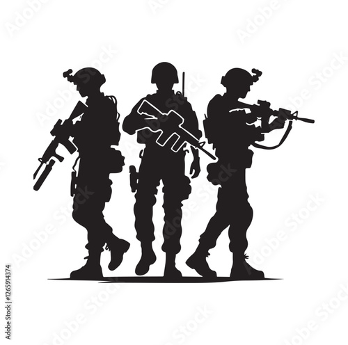 Soldier silhouettes vector illustration
