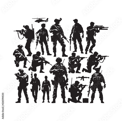 Soldier silhouettes vector illustration