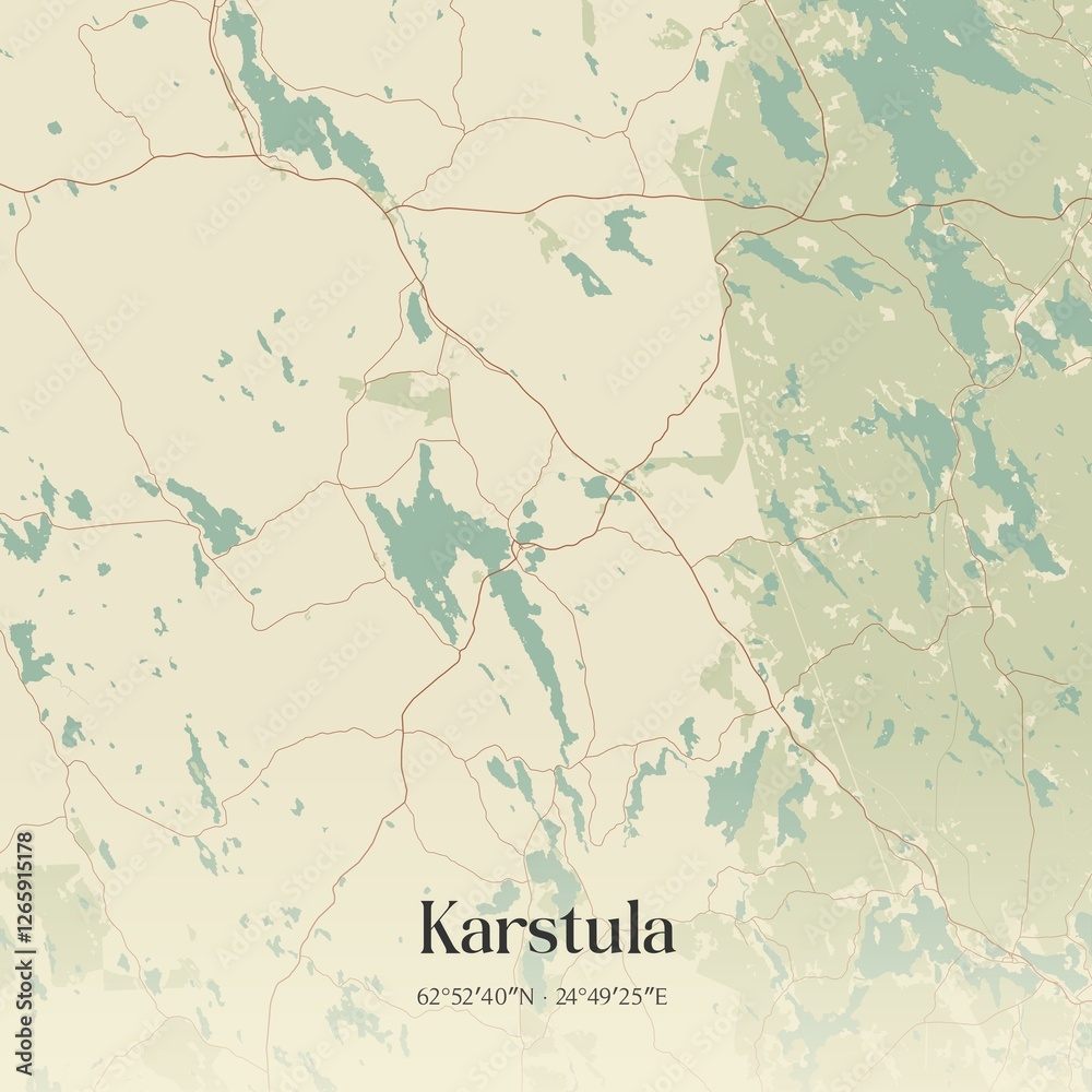 Fototapeta premium Vintage map of Karstula, Finland.