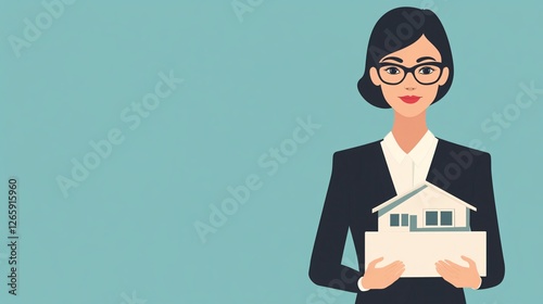 Businesswoman Holding Miniature House Model