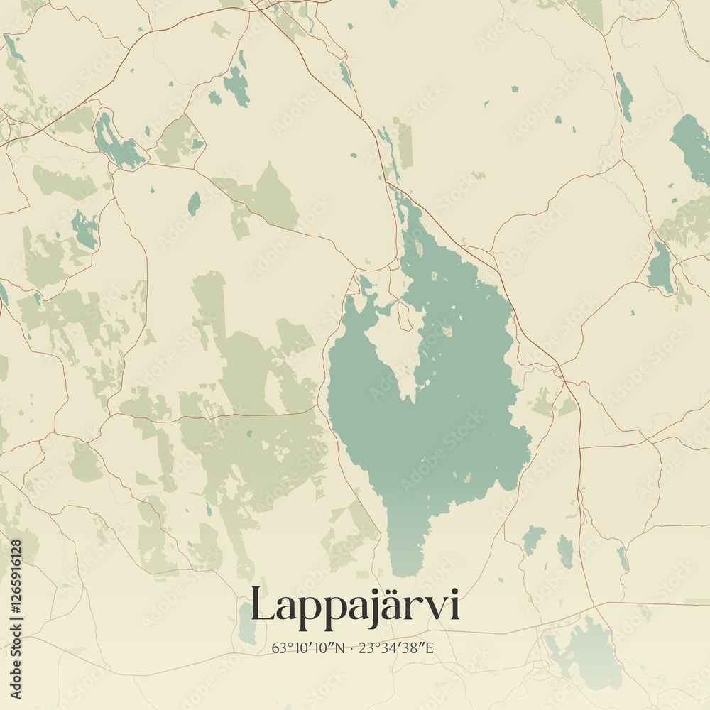 Obraz premium Vintage map of Lappajärvi, Finland.