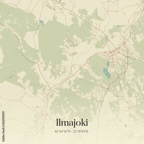 Obraz na płótnie Vintage map of Ilmajoki, Finland. w salonie