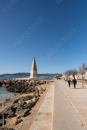 Monument on the beach promenade in Portixol, Palma de Mallorca