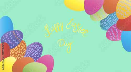Easter greeting card with birds and Easter eggs