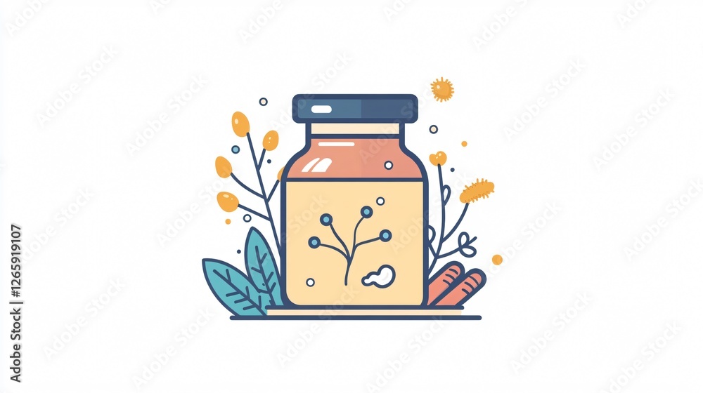Probiotics Vector Illustration for Dietary Supplement Packaging Probiotics Vector Illustration for Dietary Supplement Packaging