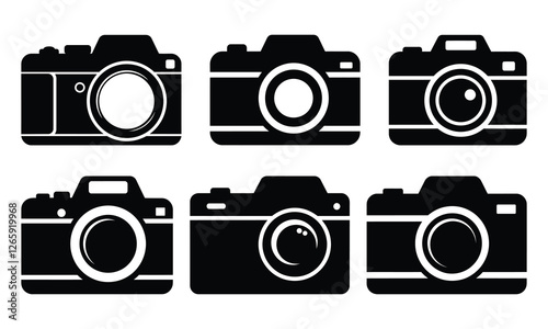 Photo Camera vector silhouette. Icons set of photography. Photography concept design. Minimalist vector illustration. Isolated on a white background