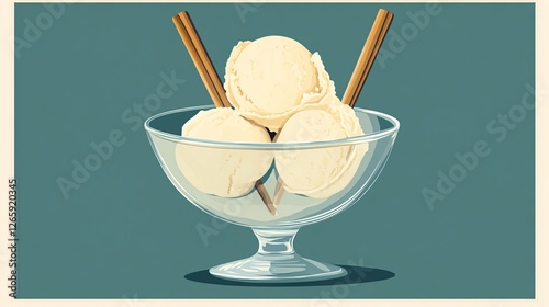 Delectable Vanilla Ice Cream Delicacy in Elegant Glassware