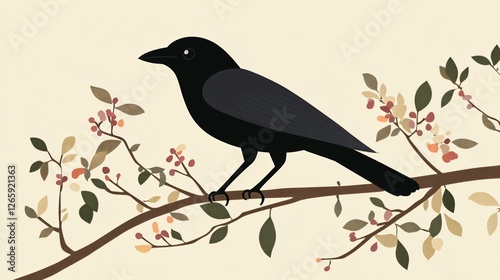 Cute Crow Bird Isolated Vector Illustration